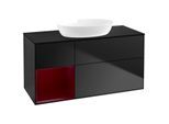 Villeroy und Boch Finion Waschtischunterschrank FA62HBPD 120cm, Abdeckplatte black matt, Regale Peony matt lacquer, Black matt lacquer
