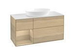 Villeroy und Boch Finion Waschtischunterschrank FA61PCPC 120cm, Abdeckplatte white matt, Regale Oak Veneer, Oak Veneer