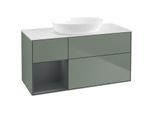 Villeroy und Boch Finion Waschtischunterschrank FA61HGGM 120cm, Abdeckplatte white matt, Regale Midnight matt lacquer, Olive Matt Lacquer