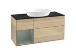 Villeroy und Boch Finion Waschtischunterschrank GA62GMPC 120cm, Abdeckplatte black matt, Emotion, Regale Olive matt lacquer, Oak Veneer