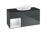 Villeroy und Boch Finion Waschtischunterschrank GA62MTHG 120cm, Abdeckplatte black matt, Emotion, Regale White matt lacquer, Midnight Blue Matt Lacquer