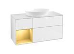 Villeroy und Boch Finion Waschtischunterschrank GA61HFGF 120cm, Abdeckplatte white matt, Emotion, Regale Gold matt lacquer, Glossy white lacquer