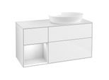 Villeroy und Boch Finion Waschtischunterschrank GA41MTGF 120cm, Abdeckplatte white matt, Emotion, Regale White matt lacquer, Glossy white lacquer