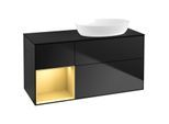 Villeroy und Boch Finion Waschtischunterschrank FA42HFPD 120cm, Abdeckplatte black matt, Regale Gold matt lacquer, Black matt lacquer