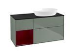 Villeroy und Boch Finion Waschtischunterschrank FA42HBGM 120cm, Abdeckplatte black matt, Regale Peony matt lacquer, Olive Matt Lacquer