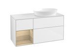 Villeroy und Boch Finion Waschtischunterschrank FA41PCGF 120cm, Abdeckplatte white matt, Regale Oak Veneer, Glossy white lacquer