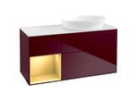 Villeroy und Boch Finion Waschtischunterschrank GA41HFHB 120cm, Abdeckplatte white matt, Emotion, Regale Gold matt lacquer, Peony Matt