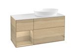 Villeroy und Boch Finion Waschtischunterschrank FA41PCPC 120cm, Abdeckplatte white matt, Regale Oak Veneer, Oak Veneer