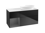 Villeroy und Boch Finion Waschtischunterschrank GA41GKPD 120cm, Abdeckplatte white matt, Emotion, Regale Anthracite matt lacquer, Black matt lacquer