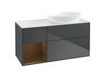 Villeroy und Boch Finion Waschtischunterschrank GA41GNHG 120cm, Abdeckplatte white matt, Emotion, Regale Walnut Veneer, Midnight Blue Matt Lacquer