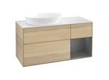 Villeroy und Boch Finion Waschtischunterschrank GA51GKPC 120cm, Abdeckplatte white matt, Emotion, Regale Anthracite matt lacquer, Oak Veneer