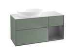Villeroy und Boch Finion Waschtischunterschrank FA51GKGM 120cm, Abdeckplatte white matt, Regale Anthracite matt lacquer, Olive Matt Lacquer