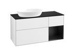 Villeroy und Boch Finion Waschtischunterschrank FA52PDGF 120cm, Abdeckplatte black matt, Regale Black matt lacquer, Glossy white lacquer