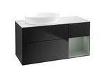 Villeroy und Boch Finion Waschtischunterschrank GA51GMPD 120cm, Abdeckplatte white matt, Emotion, Regale Olive matt lacquer, Black matt lacquer