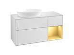 Villeroy und Boch Finion Waschtischunterschrank GA51HFMT 120cm, Abdeckplatte white matt, Emotion, Regale Gold matt lacquer, White matt lacquer