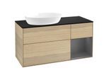 Villeroy und Boch Finion Waschtischunterschrank FA52GKPC 120cm, Abdeckplatte black matt, Regale Anthracite matt lacquer, Oak Veneer