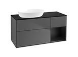 Villeroy und Boch Finion Waschtischunterschrank FA52PDGK 120cm, Abdeckplatte black matt, Regale Black matt lacquer, Anthracite matt