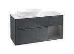 Villeroy und Boch Finion Waschtischunterschrank FA51GKHG 120cm, Abdeckplatte white matt, Regale Anthracite matt lacquer, Midnight Blue Matt Lacquer