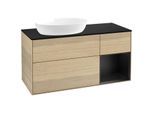 Villeroy und Boch Finion Waschtischunterschrank FA52PDPC 120cm, Abdeckplatte black matt, Regale Black matt lacquer, Oak Veneer