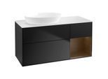 Villeroy und Boch Finion Waschtischunterschrank FA51GNPD 120cm, Abdeckplatte white matt, Regale Walnut Veneer, Black matt lacquer