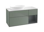 Villeroy und Boch Finion Waschtischunterschrank FA51HGGM 120cm, Abdeckplatte white matt, Regale Midnight matt lacquer, Olive Matt Lacquer