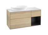 Villeroy und Boch Finion Waschtischunterschrank FA51PDPC 120cm, Abdeckplatte white matt, Regale Black matt lacquer, Oak Veneer