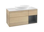 Villeroy und Boch Finion Waschtischunterschrank GA71HGPC 120cm, Abdeckplatte white matt, Emotion, Regale Midnight matt lacquer, Oak Veneer
