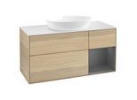 Villeroy und Boch Finion Waschtischunterschrank GA71GKPC 120cm, Abdeckplatte white matt, Emotion, Regale Anthracite matt lacquer, Oak Veneer