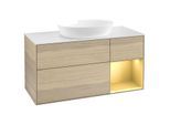 Villeroy und Boch Finion Waschtischunterschrank GA71HFPC 120cm, Abdeckplatte white matt, Emotion, Regale Gold matt lacquer, Oak Veneer