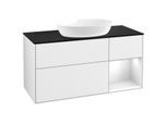 Villeroy und Boch Finion Waschtischunterschrank FA72GFGF 120cm, Abdeckplatte black matt, Regale Glossy white lacquer, Glossy white lacquer