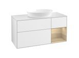 Villeroy und Boch Finion Waschtischunterschrank GA71PCGF 120cm, Abdeckplatte white matt, Emotion, Regale Oak Veneer, Glossy white lacquer
