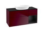 Villeroy und Boch Finion Waschtischunterschrank FA72PDHB 120cm, Abdeckplatte black matt, Regale Black matt lacquer, Peony Matt