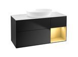 Villeroy und Boch Finion Waschtischunterschrank FA71HFPD 120cm, Abdeckplatte white matt, Regale Gold matt lacquer, Black matt lacquer