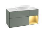 Villeroy und Boch Finion Waschtischunterschrank FA71HFGM 120cm, Abdeckplatte white matt, Regale Gold matt lacquer, Olive Matt Lacquer