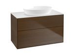 Villeroy und Boch Finion Waschtischunterschrank GA0100GN 100x60,3cm, Emotion, Abdeckplatte white matt, Walnut veneer