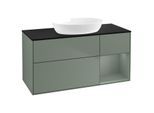 Villeroy und Boch Finion Waschtischunterschrank GA72GMGM 120cm, Abdeckplatte black matt, Emotion, Regale Olive matt lacquer, Olive Matt Lacquer