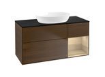 Villeroy und Boch Finion Waschtischunterschrank GA72PCGN 120cm, Abdeckplatte black matt, Emotion, Regale Oak Veneer, Walnut veneer