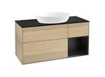 Villeroy und Boch Finion Waschtischunterschrank GA72PDPC 120cm, Abdeckplatte black matt, Emotion, Regale Black matt lacquer, Oak Veneer