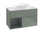 Villeroy und Boch Finion Waschtischunterschrank GA11HGGM 100cm, Abdeckplatte white matt, Emotion, Regale Midnight matt lacquer, Olive Matt Lacquer