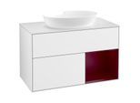 Villeroy und Boch Finion Waschtischunterschrank FA21HBGF 100cm, Abdeckplatte white matt, Regale Peony matt lacquer, Glossy white lacquer
