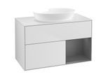 Villeroy und Boch Finion Waschtischunterschrank FA21GKMT 100cm, Abdeckplatte white matt, Regale Anthracite matt lacquer, White matt lacquer