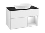 Villeroy und Boch Finion Waschtischunterschrank FA22MTGF 100cm, Abdeckplatte black matt, Regale White matt lacquer, Glossy white lacquer