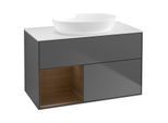 Villeroy und Boch Finion Waschtischunterschrank GA11GNGK 100cm, Abdeckplatte white matt, Emotion, Regale Walnut Veneer, Anthracite matt