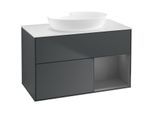 Villeroy und Boch Finion Waschtischunterschrank FA21GKHG 100cm, Abdeckplatte white matt, Regale Anthracite matt lacquer, Midnight Blue Matt Lacquer
