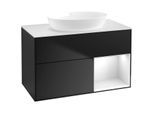 Villeroy und Boch Finion Waschtischunterschrank FA21GFPD 100cm, Abdeckplatte white matt, Regale Glossy white lacquer, Black matt lacquer