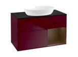 Villeroy und Boch Finion Waschtischunterschrank FA22GNHB 100cm, Abdeckplatte black matt, Regale Walnut Veneer, Peony Matt