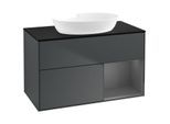 Villeroy und Boch Finion Waschtischunterschrank FA22GKHG 100cm, Abdeckplatte black matt, Regale Anthracite matt lacquer, Midnight Blue Matt Lacquer