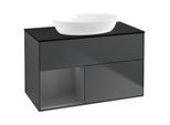 Villeroy und Boch Finion Waschtischunterschrank GA12GKHG 100cm, Abdeckplatte black matt, Emotion, Regale Anthracite matt lacquer, Midnight Blue Matt Lacquer