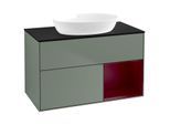 Villeroy und Boch Finion Waschtischunterschrank GA22HBGM 100cm, Abdeckplatte black matt, Emotion, Regale Peony matt lacquer, Olive Matt Lacquer