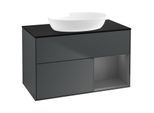 Villeroy und Boch Finion Waschtischunterschrank GA22GKHG 100cm, Abdeckplatte black matt, Emotion, Regale Anthracite matt lacquer, Midnight Blue Matt Lacquer